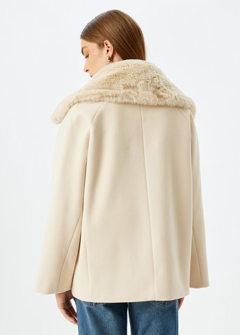 Бежевое Кэжуал полупальто однобортное KOTON однотонное