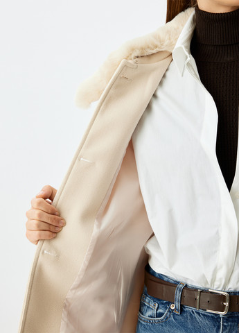 Бежевое Кэжуал полупальто однобортное KOTON однотонное