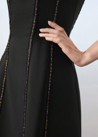 Черное кэжуал платье а-силуэт SHEIN однотонное