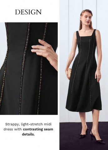 Черное кэжуал платье а-силуэт SHEIN однотонное