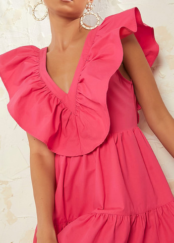 Рожева кежуал сукня кльош, з відкритою спиною SHEIN однотонна