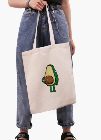 Эко сумка шоппер белая Авокадо (Avocado) (9227-2032-WT) Еко сумка шоппер біла 41*35 см MobiPrint (215977349)