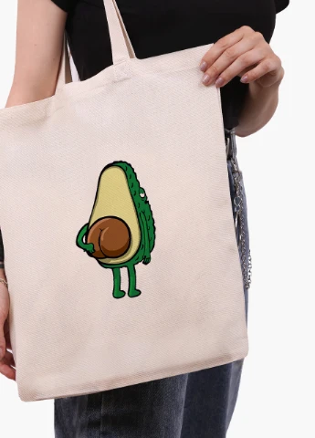 Эко сумка шоппер белая Авокадо (Avocado) (9227-2032-WT) Еко сумка шоппер біла 41*35 см MobiPrint (215977349)