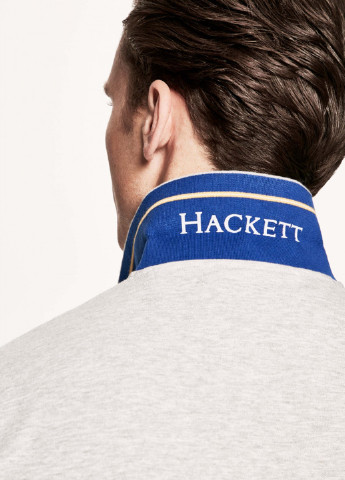 Серая футболка-поло для мужчин Hackett с надписью
