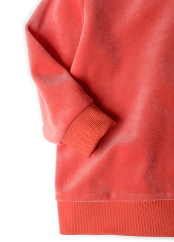 ArDoMi свитшот однотонный коралловый кэжуал хлопок, велюр, трикотаж