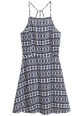 Темно-синя кежуал сукня кльош H&M з орнаментом