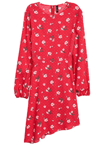 Червона кежуал плаття H&M з квітковим принтом