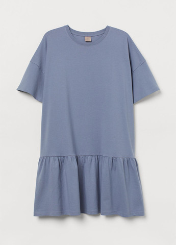 Серо-синее кэжуал платье платье-футболка H&M однотонное