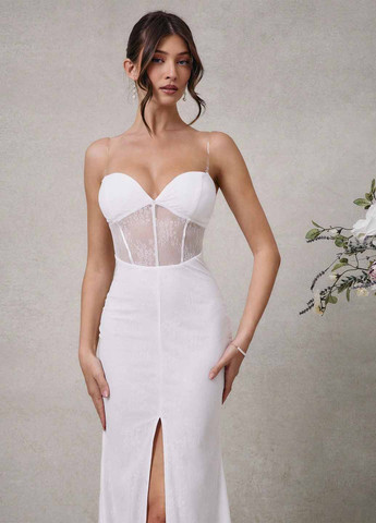 Білий святковий, вечірня сукня годе SHEIN однотонна