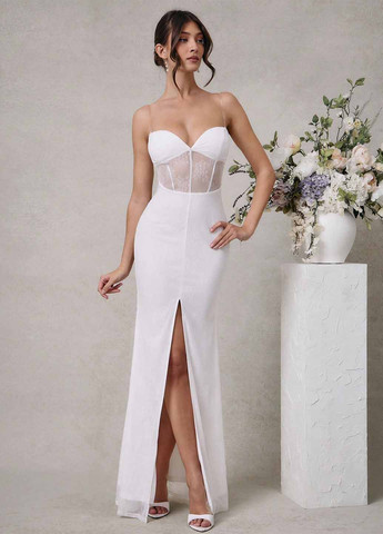 Білий святковий, вечірня сукня годе SHEIN однотонна