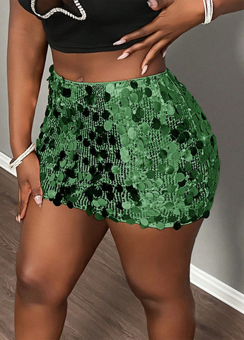 Зеленая вечерний, коктейльный однотонная юбка SHEIN