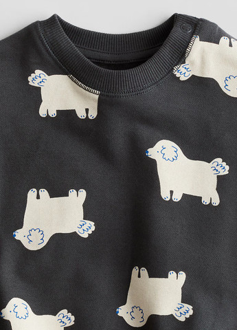 Темно-сірий світшот H&M малюнок без декору (366117140)