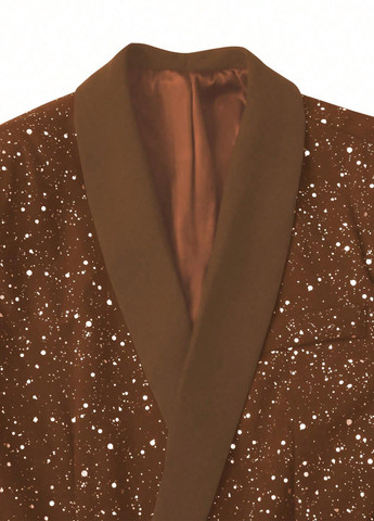 Коричневый демисезонный костюм (пиджак, брюки) брючный SHEIN