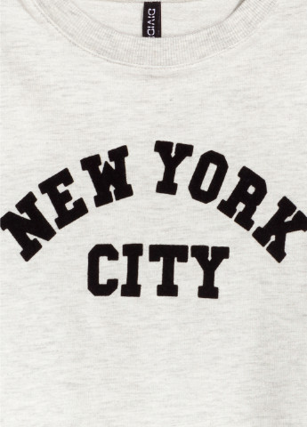 Свитшот H&M - Свободный крой надпись светло-серый кэжуал полиэстер - (172668610)