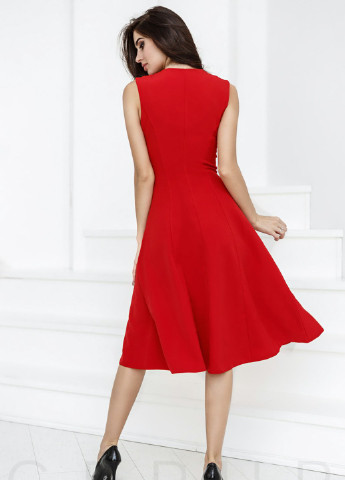 Красное коктейльное эффектное платье а-силуэта Gepur однотонное