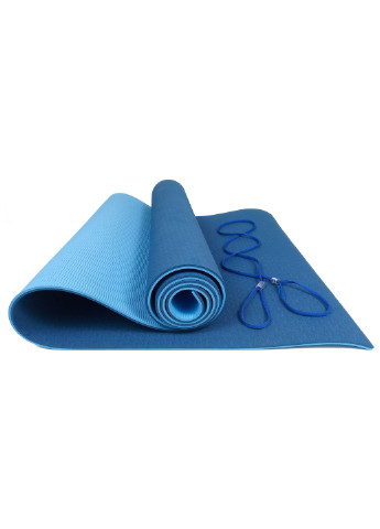 Набор для йоги PRO синий - коврик для йоги (каремат, йогамат для фитнеса), два блока (кирпича) и ремень (лямка) EasyFit (241229816)