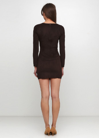 Темно-коричневое кэжуал платье Zara однотонное
