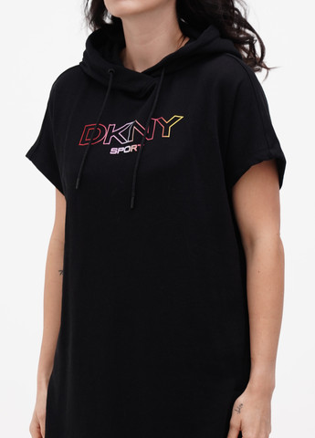 Черное спортивное платье платье-футболка DKNY с логотипом