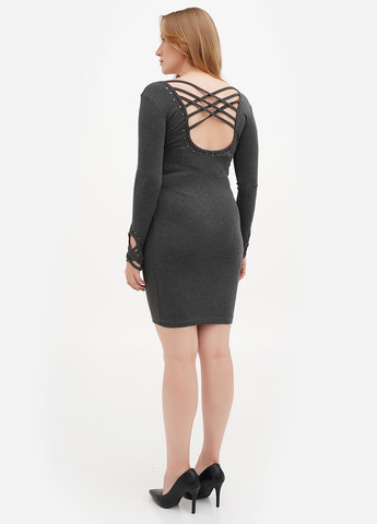 Сіра кежуал сукня силуетна, з відкритою спиною Sassofono Club меланжева