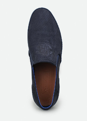 Синие летние мужские туфли перфорация без шнурков темно-синий нубук 45 Cosottinni