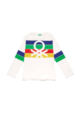 Белый демисезонный кэжуал лонгслив United Colors of Benetton с логотипом