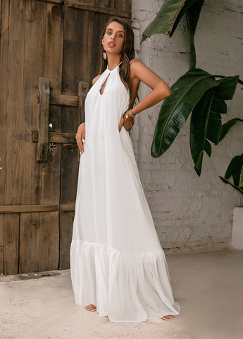 Білий святковий, кежуал сукня а-силует, з відкритою спиною SHEIN однотонна