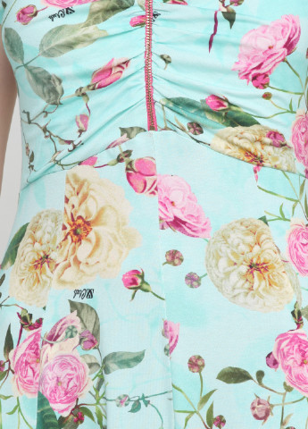 Мятное кэжуал платье клеш Sassofono с цветочным принтом