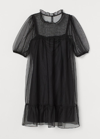 Черное коктейльное платье а-силуэт H&M однотонное