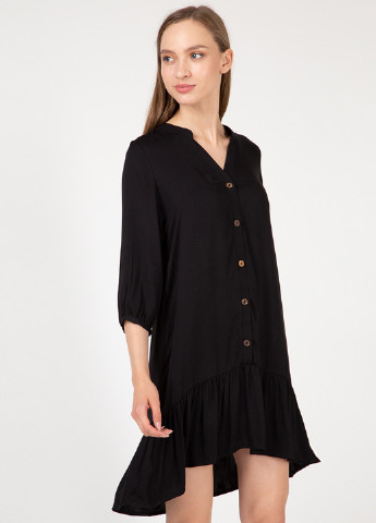 Черное кэжуал платье рубашка Lilove однотонное