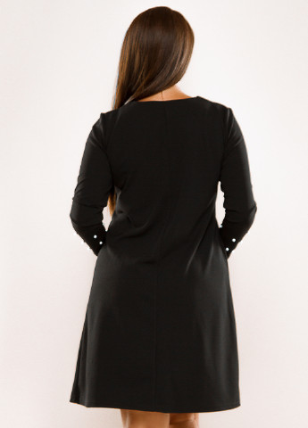 Черное кэжуал платье короткое Lady Style однотонное