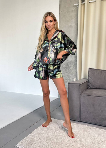 Черная всесезон пижама (рубашка, шорты) рубашка + шорты NOVA VEGA