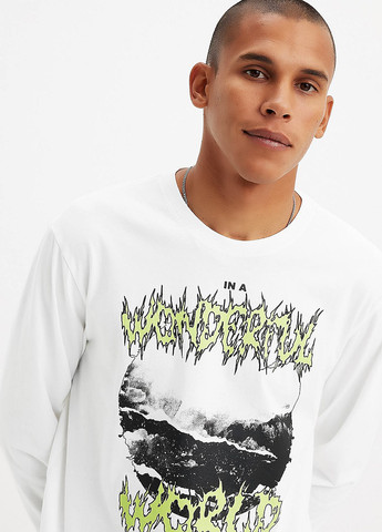 Белый демисезонный кэжуал лонгслив Levi's с рисунком