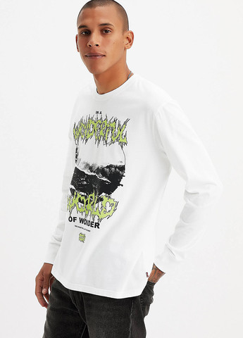 Белый демисезонный кэжуал лонгслив Levi's с рисунком