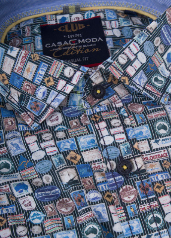 Синяя рубашка однотонная Casa Moda