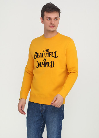 Свитшот H&M - крой надпись желтый кэжуал - (109165524)