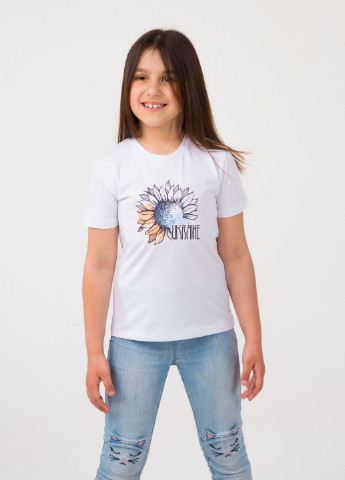 Біла демісезонна футболка дитяча Наталюкс 41-5306