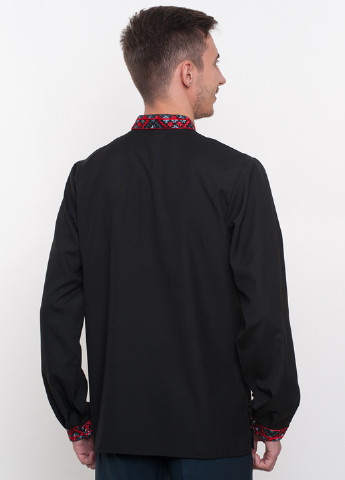 Черная кэжуал рубашка Vyshyvanka с длинным рукавом