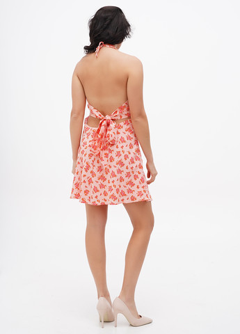 Персиковое кэжуал платье с открытой спиной Fashion Union с цветочным принтом