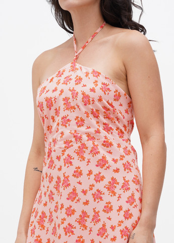 Персиковое кэжуал платье с открытой спиной Fashion Union с цветочным принтом