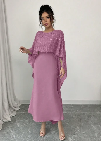 Лиловое праздничный платье а-силуэт SHEIN однотонное