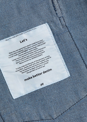 Темно-синяя джинсовая рубашка однотонная H&M