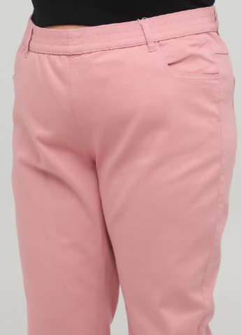 Штани Long Island завужені однотонні рожеві джинсові бавовна