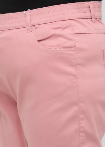 Штани Long Island завужені однотонні рожеві джинсові бавовна