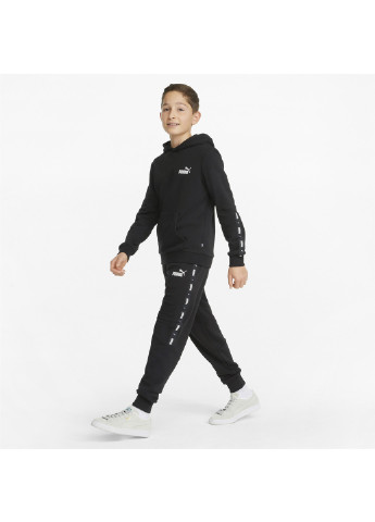 Дитячі штани Essentials+ Tape Youth Sweatpants Puma однотонні чорні спортивні бавовна, поліестер, еластан