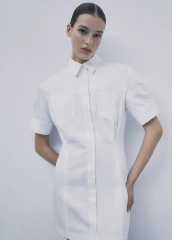 Білий кежуал плаття, сукня Zara однотонна