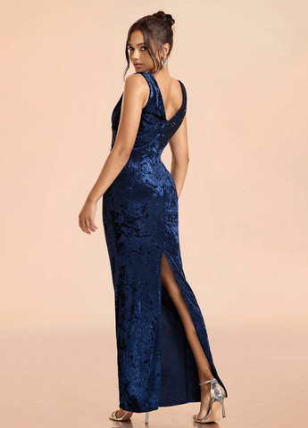 Синее вечернее платье годе SHEIN однотонное