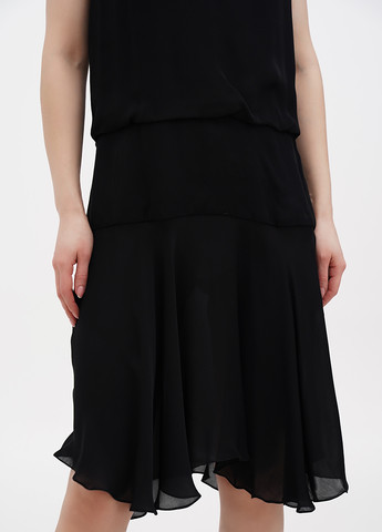 Черное коктейльное платье клеш Ralph Lauren однотонное