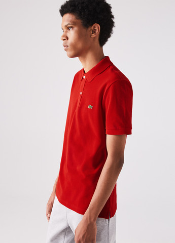 Красная футболка-поло для мужчин Lacoste с логотипом