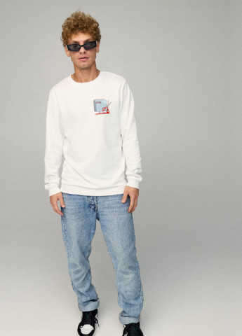 Білий свитшот мужской basic /no flis/ YAPPI малюнок (254557620)