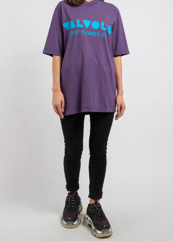 Фиолетовая футболка с логотипом цвета морской волны Valvola